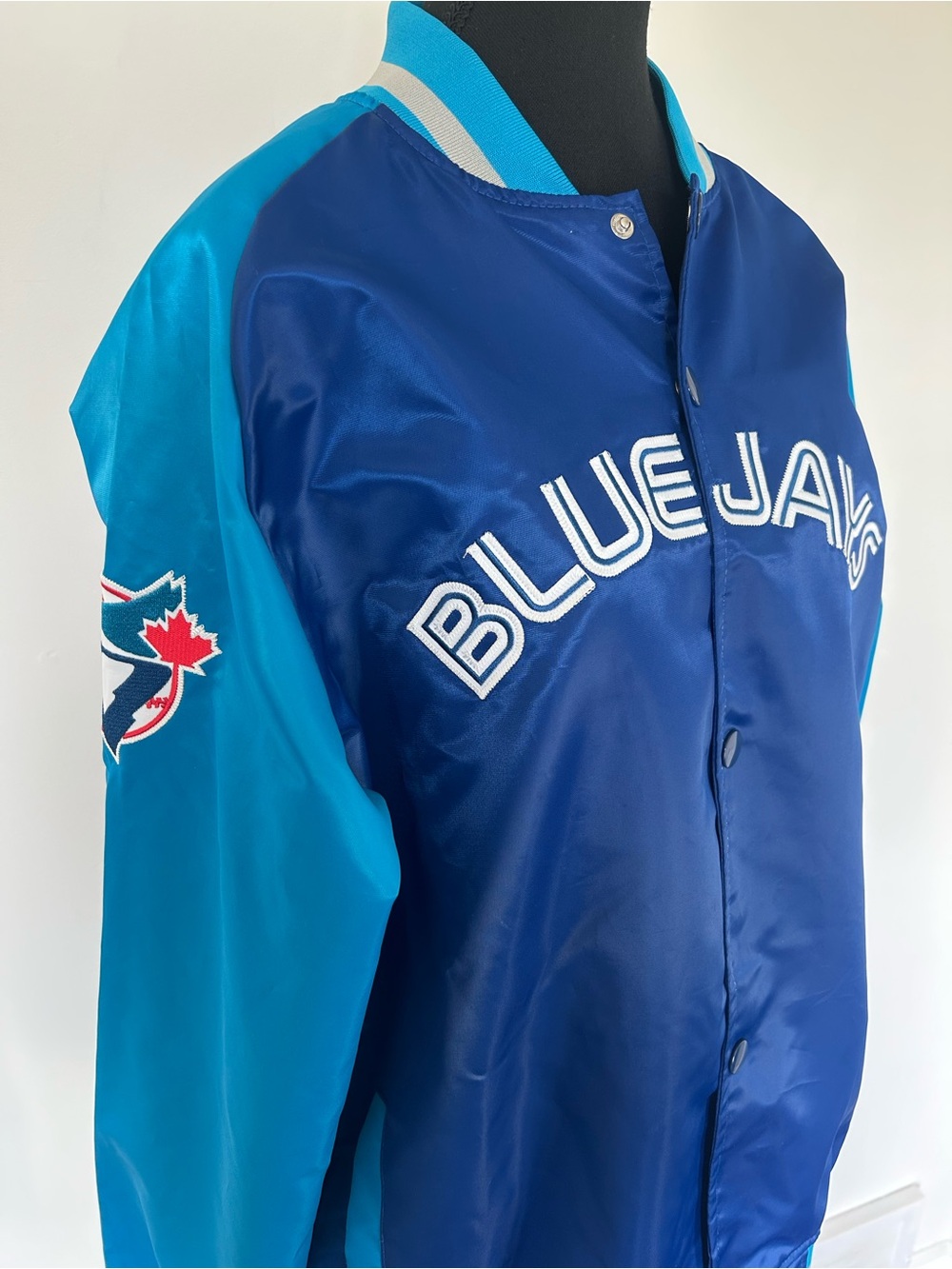 NWT Toronto Blue Jays Satin Bomber Jacket - Navy & Teal
